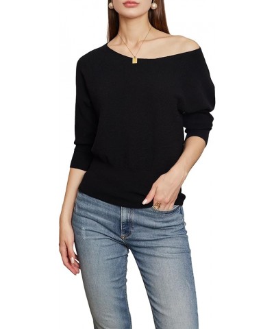 Fall Sweaters for Women 2023 Off The Shoulder Tops for Women Ribbed Knitted Loose Slouchy Jumper Womens Long Sleeve Tops Blac...