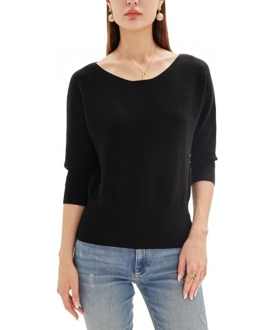 Fall Sweaters for Women 2023 Off The Shoulder Tops for Women Ribbed Knitted Loose Slouchy Jumper Womens Long Sleeve Tops Blac...