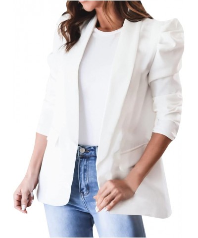 Blazer for Women Fashion 2022,Casual Soild Open Front Long Sleeve Cardigan Jackets Plus Size Work Office Slim Blazers A04whit...