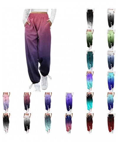 Baggy Cinch Bottom Sweatpants for Women High Waisted with Pockets Cozy Solid Gradient Style Pants Casual Workout Joggers 02 D...