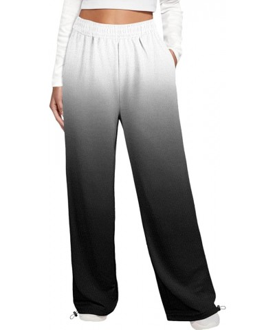 Baggy Cinch Bottom Sweatpants for Women High Waisted with Pockets Cozy Solid Gradient Style Pants Casual Workout Joggers 02 D...