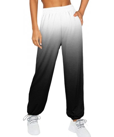 Baggy Cinch Bottom Sweatpants for Women High Waisted with Pockets Cozy Solid Gradient Style Pants Casual Workout Joggers 02 D...