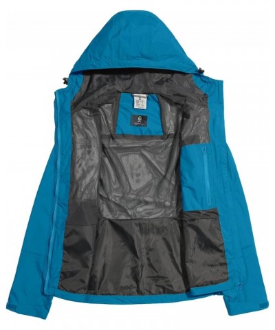 Women's Waterproof Rain Jacket Windproof Light Jacket Breathable Rain Shell with Hood for Hiking Travel Mediterranean Blue $3...