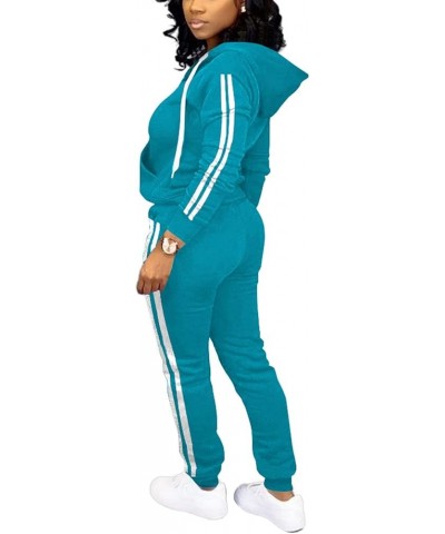 Womens Two Piece Outfits Casual Sweatsuits Solid Tracksuit Jogging Sweat Suits Matching Jogger Hoodie Pants Set Lake Blue $21...