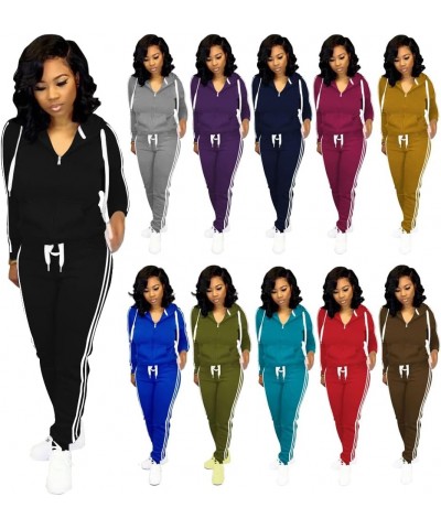 Womens Two Piece Outfits Casual Sweatsuits Solid Tracksuit Jogging Sweat Suits Matching Jogger Hoodie Pants Set Lake Blue $21...