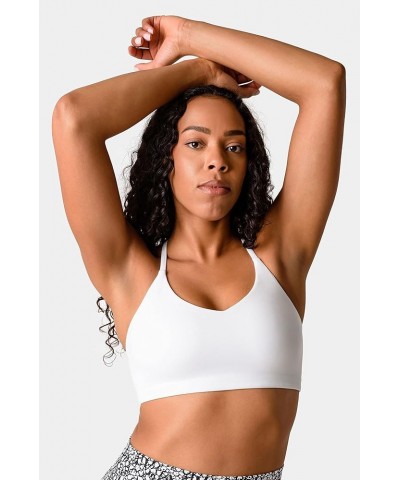 Iris Strappy Sports Bra for Women Light Support Backless Crop Top Removable Padding Open Back White $17.39 Lingerie