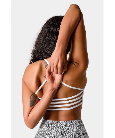 Iris Strappy Sports Bra for Women Light Support Backless Crop Top Removable Padding Open Back White $17.39 Lingerie