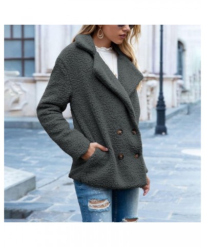 Winter Coats for Women Fuzzy Fleece Lapel Open Front Long Cardigan Coat Thick Faux Fur Warm Sherpa Jacket Outerwear E-dark Gr...