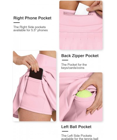 Women's Pleated Tennis Skirts with Pockets High Waisted Golf Skorts Running Skirt Athletic Short Skirts Light Pink $16.42 Skirts