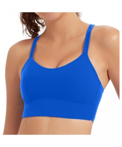 Women's Sports Bras with Padded Running Bras Medium Support Yoga Bra Criss Cross Back Workout Top-blue $13.64 Lingerie