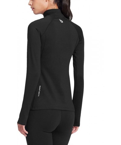 Women's Thermal Fleece Pullover Tops Half Zip Thumbholes Winter Long Sleeve Running Jacket Cold Weather A01-black Large $21.5...