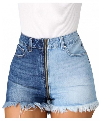 Women Summer Casual Distressed Denim Shorts High Waist Zipper Hot Pant Retro Straight Jean Shorts Blue Jeans for Women $9.91 ...