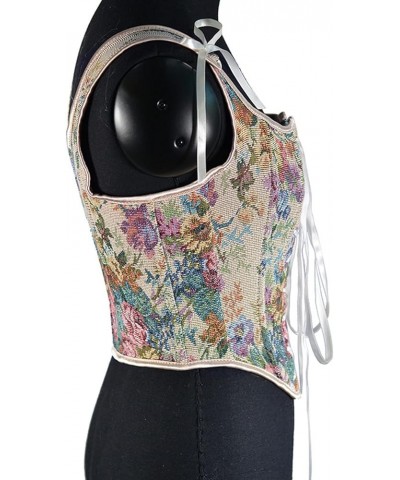 Flower Corset Tops for Women Vintrage Floral Embroidered Tank Top Bustier Vest with Straps Fashion 2023 Y2k Shirts White $4.0...