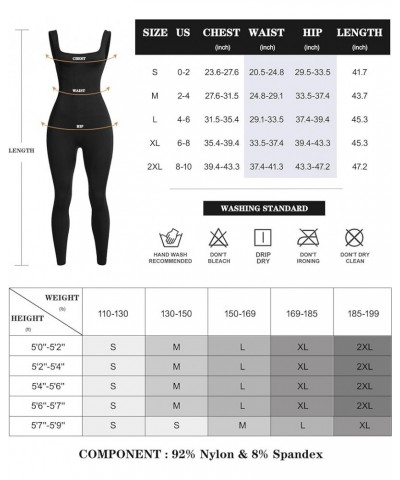 Womens One Piece Workout Jumpsuits Square Neck Tank Tops Rompers Ribbed Sleeveless Exercise Unitard Yoga Bodycon Black $17.50...