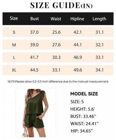 Women's Summer Jumpsuits 2024 Casual One Shoulder Tie Strap Solid Color Loose Sexy Shorts Rompers Pockets Solid Army Green $2...