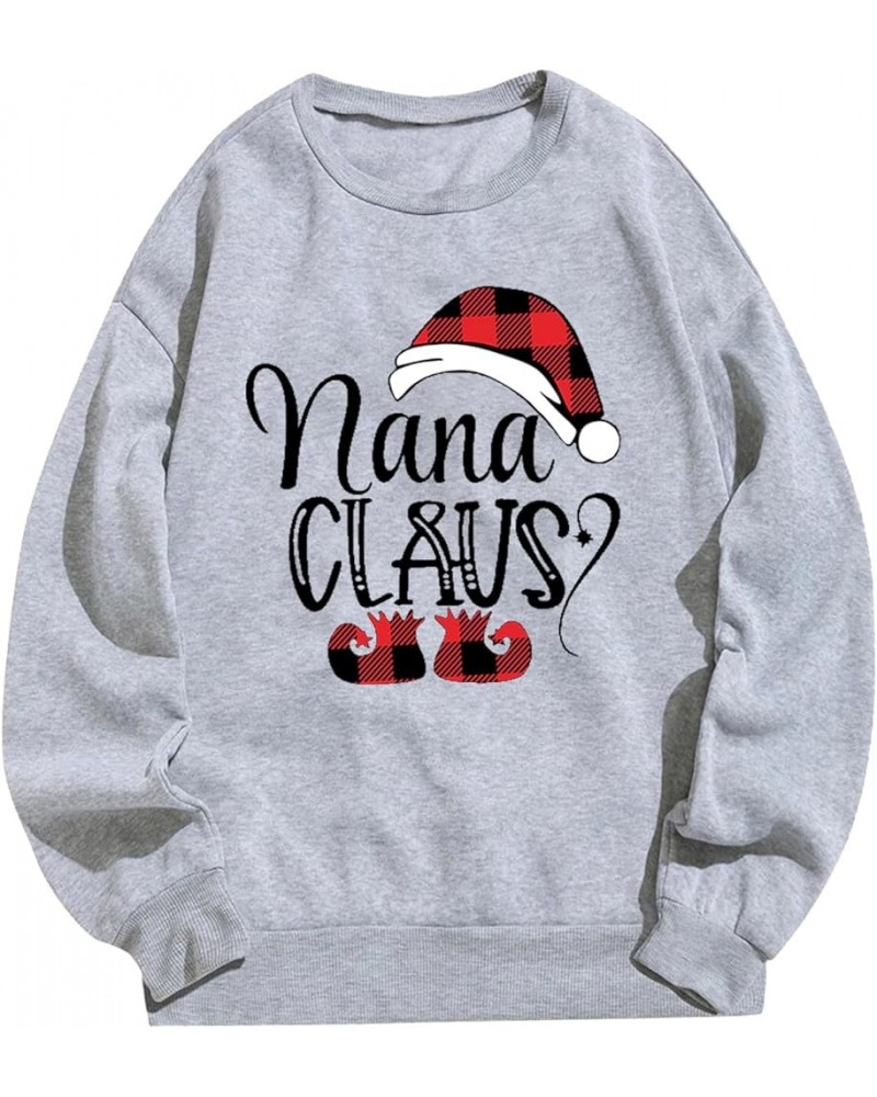 Nana Claus Christmas Sweatshirt For Women Graphic Sweater Shirts Crewneck Pullover Funny Holiday Clothes 2023 J06-gray $9.23 ...