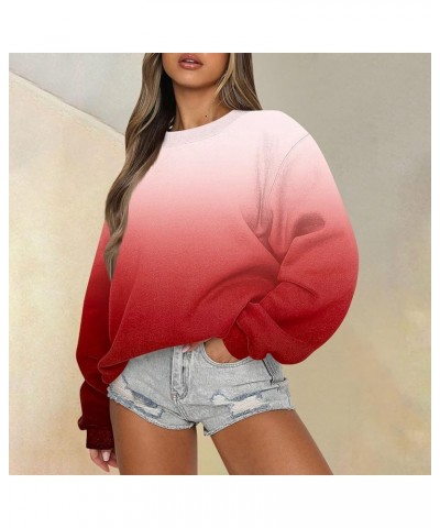 Womens Fall Fashion 2023 Casual Fashion Floral Print Round Neck Loose Long Sleeve Sweatshirt Top Red $10.79 Hoodies & Sweatsh...