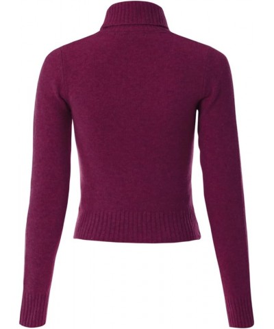 Women's Solid Long Sleeve Ribbed Turtle Neck Ultra Comfort Top D Violet $12.30 T-Shirts