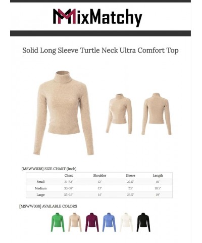 Women's Solid Long Sleeve Ribbed Turtle Neck Ultra Comfort Top D Violet $12.30 T-Shirts