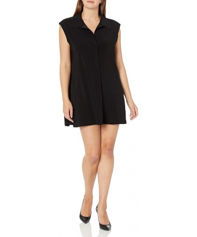 Women's Sleeveless Bf Nk Shirt A-line Dress Mini Black $31.89 Dresses