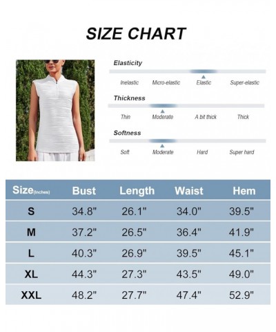 Women's Sleeveless Golf Shirt Zip Up Tennis Quick Dry Workout Polo Tank Tops for Women White $13.64 Shirts