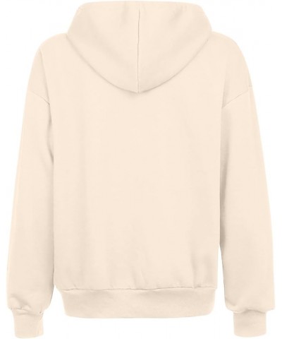 Women's Oversized Long Sleeve Zip Up Hooded Sweatshirts Drawstraing Casual Pullover Fall Fashion Y2K Sweatshirts 01 Beige $10...