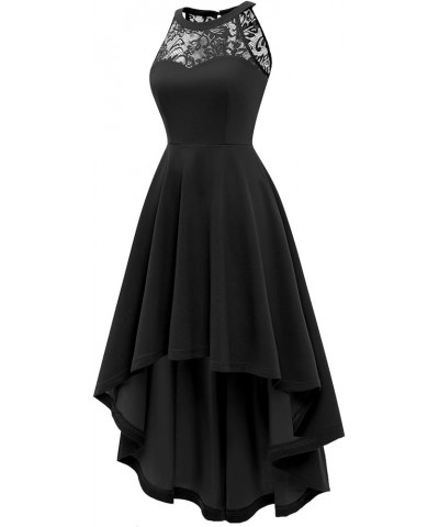 Women Prom Wedding Dress Cocktail Halter Lace A-Line Party Short Vintage Homecoming Dresses Hi-lo Black $18.25 Dresses