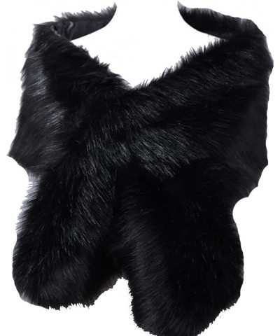 Helan Women's Faux Fur Warm Luxury Cape Coat Cloak Shawl Fur Wrap Bridal Stoles Wedding Fur Collar Shawl Fur Collar Black $29...