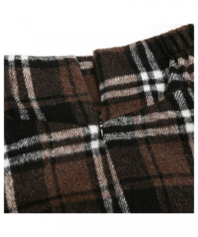 Women’s Fall/Winter High Waist Plaid Slim A-line Long Skirt Plaid Coffee $23.64 Skirts