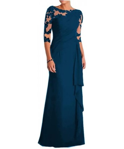 Mother of The Bride Dresses Long Sleeve Wedding Guest Dresses for Women Chiffon Lace Teal $44.24 Dresses