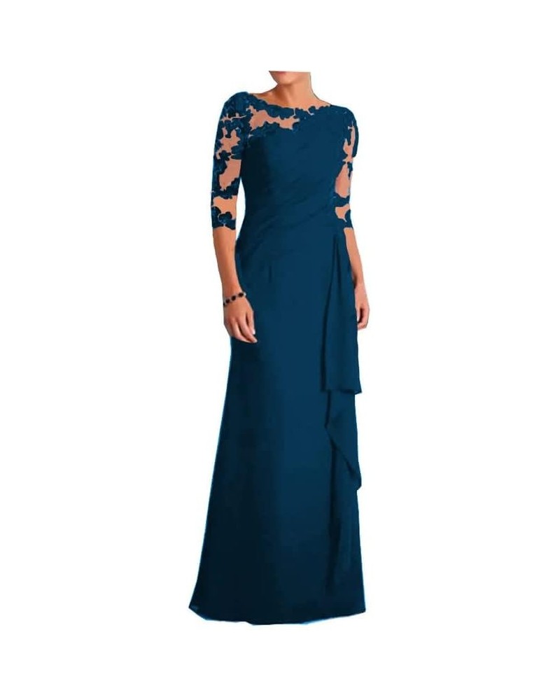 Mother of The Bride Dresses Long Sleeve Wedding Guest Dresses for Women Chiffon Lace Teal $44.24 Dresses