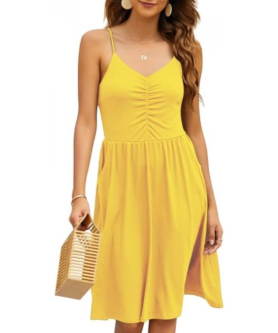 Casual Dresses for Women Sleeveless Cotton Summer Beach Dress A Line Spaghetti Strap Sundresses with Pockets Yt090-yellow $9....