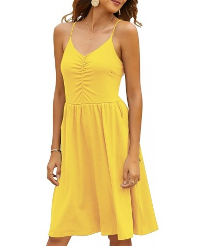 Casual Dresses for Women Sleeveless Cotton Summer Beach Dress A Line Spaghetti Strap Sundresses with Pockets Yt090-yellow $9....