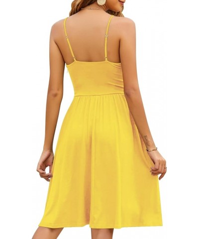 Casual Dresses for Women Sleeveless Cotton Summer Beach Dress A Line Spaghetti Strap Sundresses with Pockets Yt090-yellow $9....