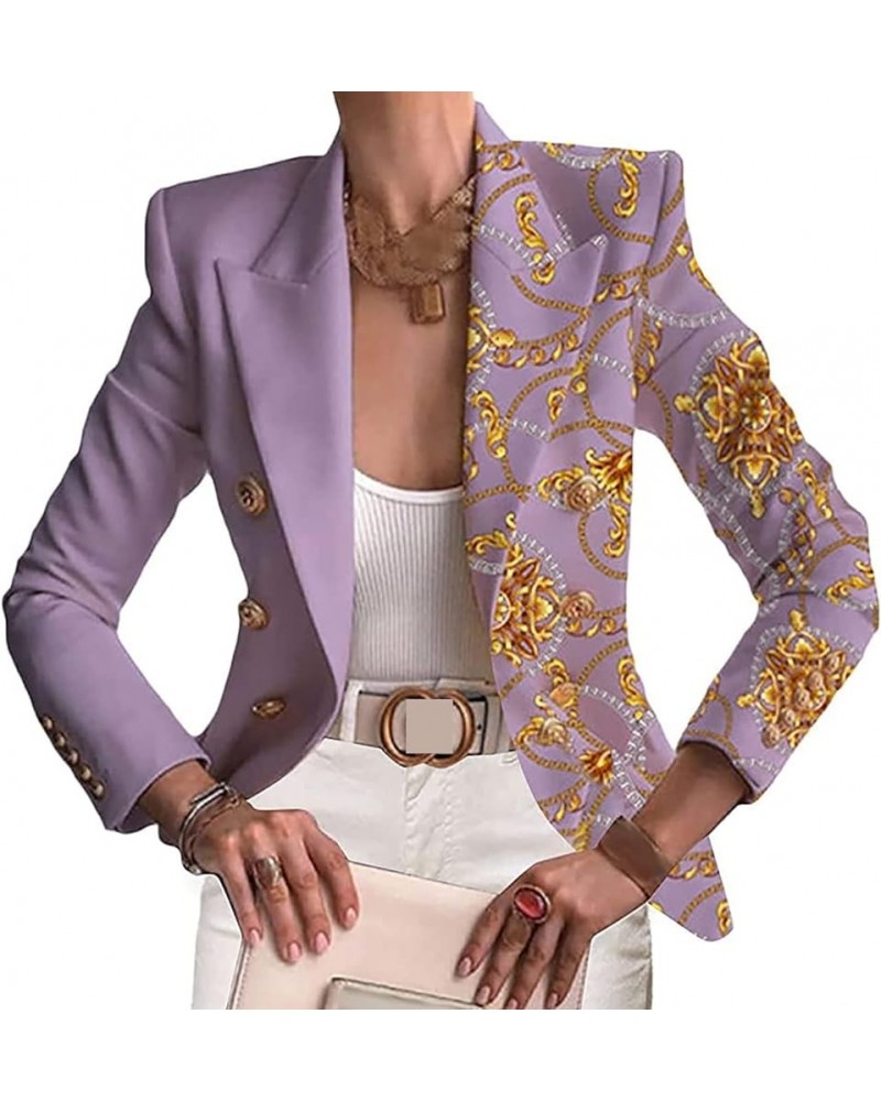 Women Open Front Blazer Colorful Print Long Sleeve Slim Jacket V Neck Double-Breasted Blouse Top 3XL / XXX-Large G $15.12 Bla...