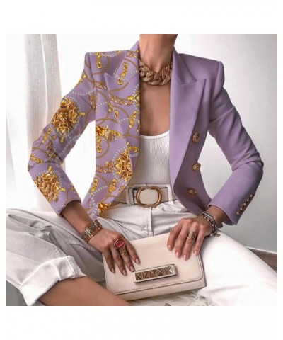 Women Open Front Blazer Colorful Print Long Sleeve Slim Jacket V Neck Double-Breasted Blouse Top 3XL / XXX-Large G $15.12 Bla...