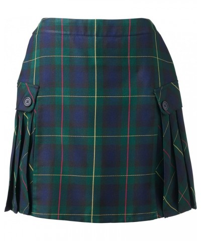 School Uniform Young Women's Side Pleat Plaid Skort Above The Knee Hunter/Classic Navy Plaid $18.64 Uniforms