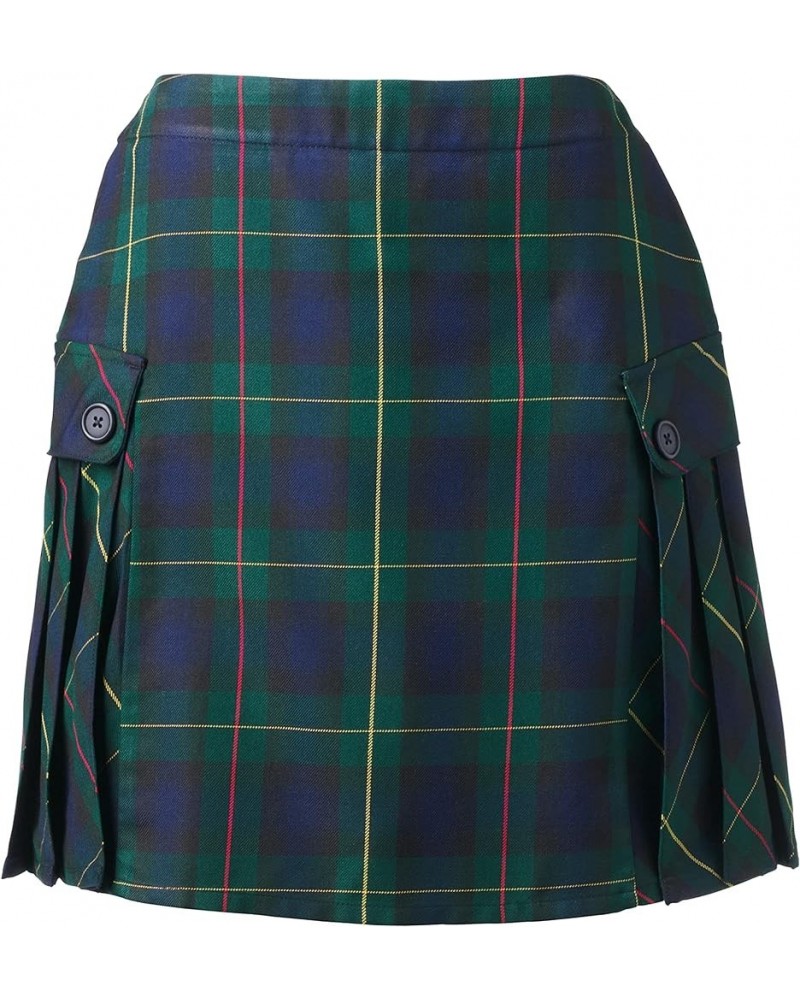 School Uniform Young Women's Side Pleat Plaid Skort Above The Knee Hunter/Classic Navy Plaid $18.64 Uniforms