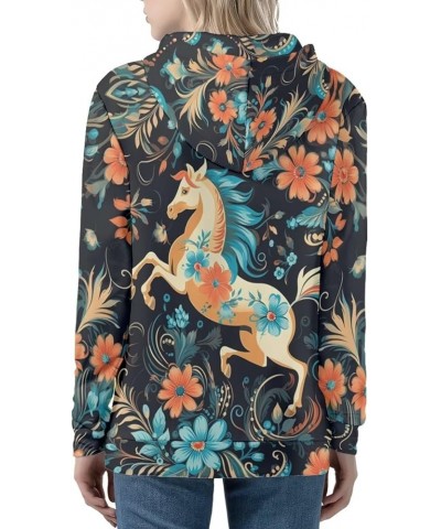 Zip Up Hoodie Graphic Y2k Hooded Sweatshirt Jacket for Women XS-5XL Floral Horse $20.24 Hoodies & Sweatshirts