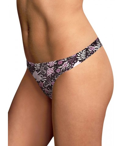 Women's Comfort Devotion- Lace Back Tanga Panty Floral Wisteria Printblack $8.07 Lingerie