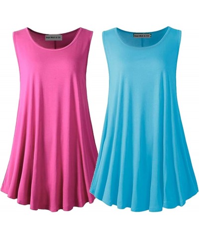 SepiMeli Tank Tops for Women Plus Size Sleevelss Tunic Casual Summer Clothes Swing Shirts for Leggings Pink/Light Blue $18.19...