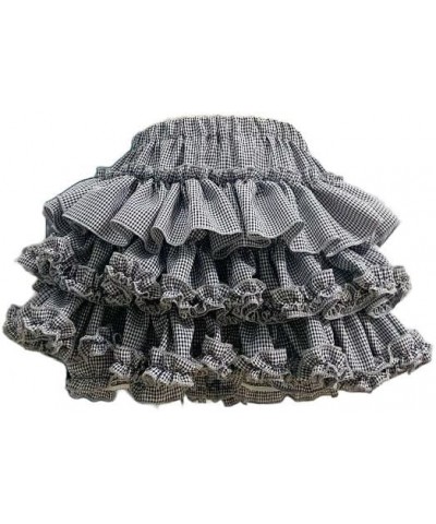 Womens Ruffle Layered Tutu Puffy Skirt Cute Cake Skirts Y2K High Waist Preppy Lolita Dress Grid $15.60 Skirts