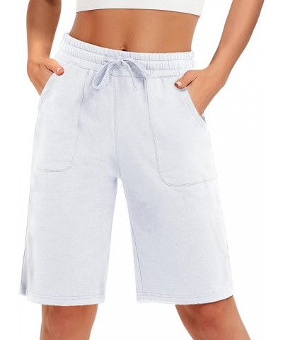 Cotton Sweat Shorts with Pockets for Women 10" Athletic Lounge Sports Workout Bermuda Knee Shorts Ivory White $15.11 Activewear