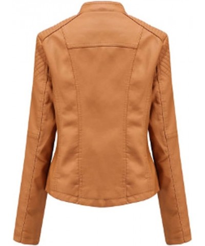 Womens Long Sleeve Fleece Jacket Women Ladies Lapel Motor Jacket Coat Zip Biker Short Womens Fleece Jacket with Brown $25.80 ...