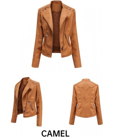 Womens Long Sleeve Fleece Jacket Women Ladies Lapel Motor Jacket Coat Zip Biker Short Womens Fleece Jacket with Brown $25.80 ...