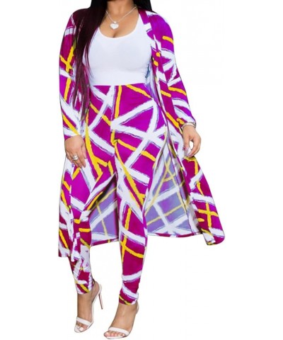 Womens 2 Piece Outfits Floral Print Open Front Cardigan and Pants Set (8 Color, S-4XL) 2 Piece Set-stripe Purple $16.58 Others