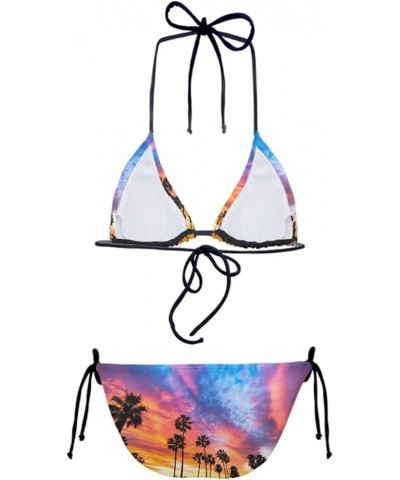 Bikini Triangle Sets for Women 2 Piece Swimsuit Halter String Swimwear Bathing Suit Hawaii Sunset Tree $13.33 Swimsuits