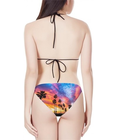 Bikini Triangle Sets for Women 2 Piece Swimsuit Halter String Swimwear Bathing Suit Hawaii Sunset Tree $13.33 Swimsuits