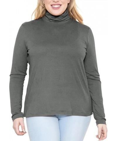 Women's Plus Size Relaxed and Regular Turtleneck | XL - 7X Relaxed Fit Charcoal Gray $16.19 Sweaters