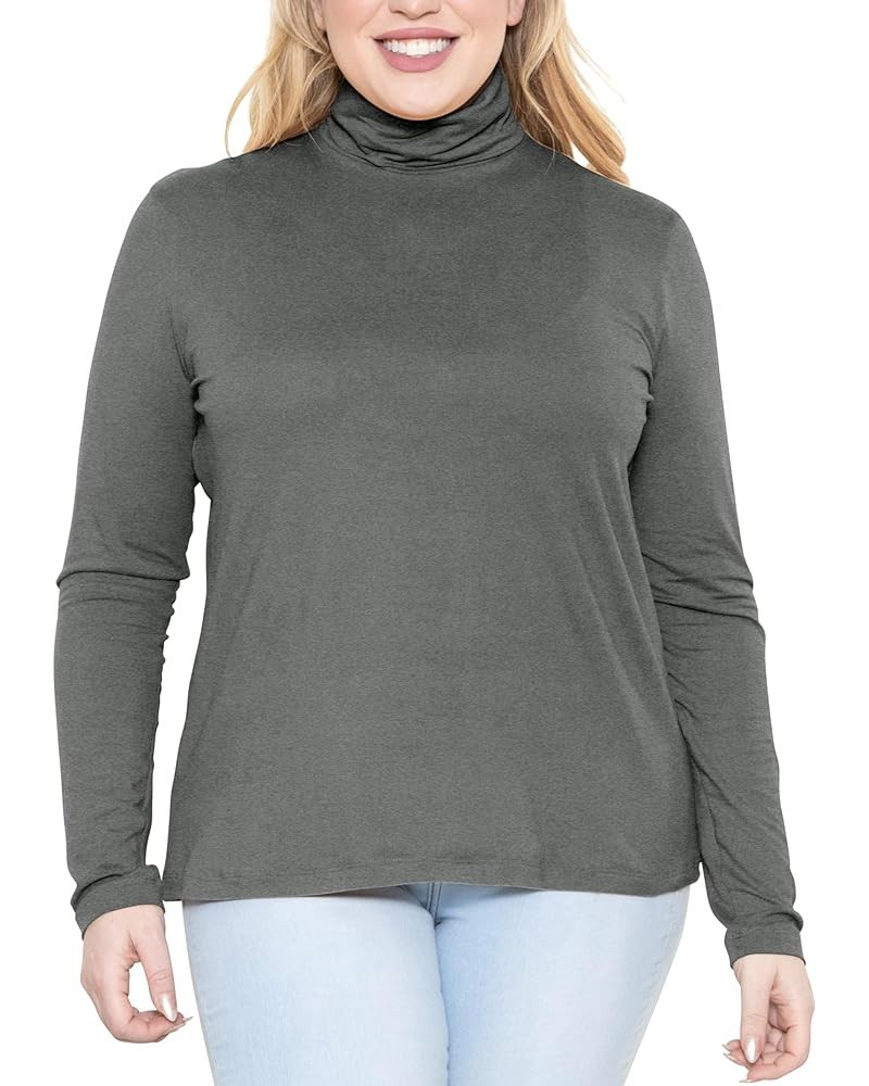 Women's Plus Size Relaxed and Regular Turtleneck | XL - 7X Relaxed Fit Charcoal Gray $16.19 Sweaters